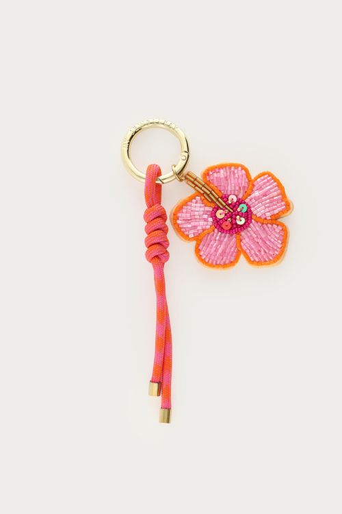 Sleutelhanger met bloem en koord detail