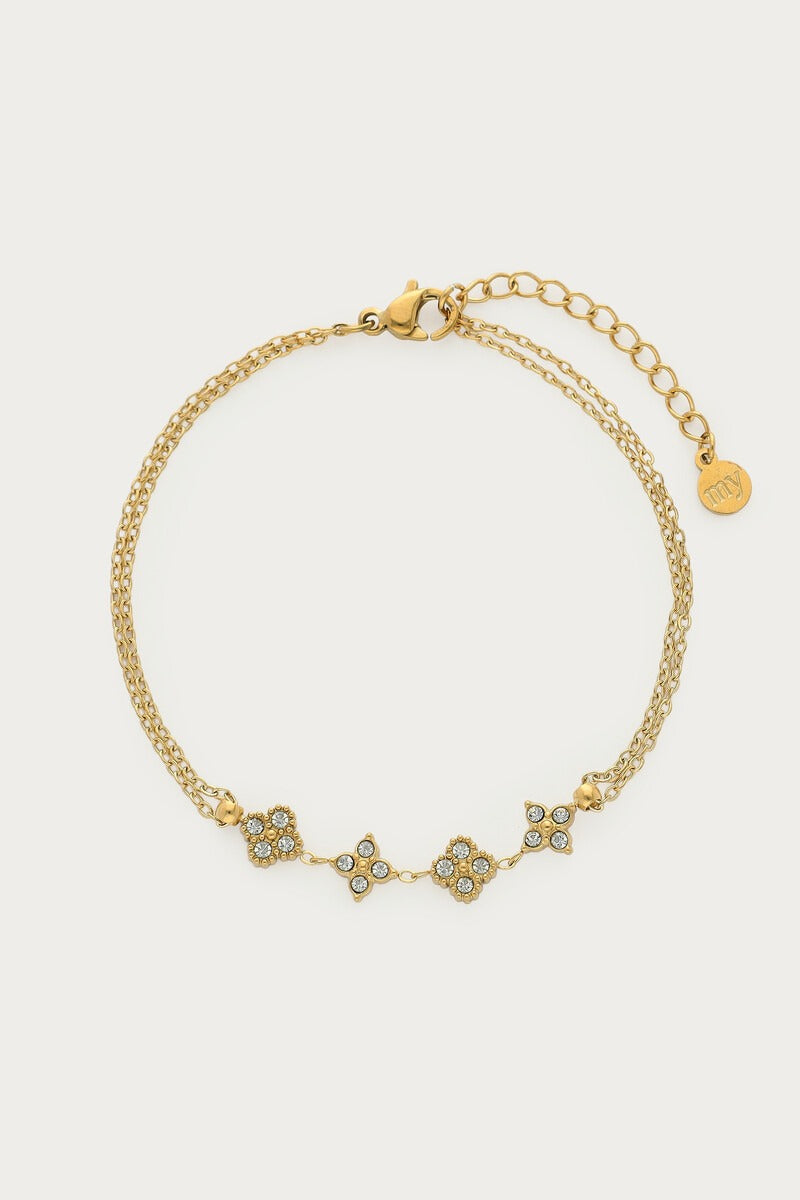 MY-Magical armband met vier klaver strass stenen