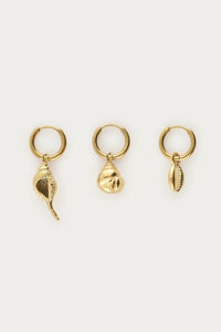 MY - Mer set van drie oorringen met schelpen