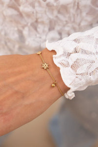 MY-Minimalistische armband met bloemen & balletje