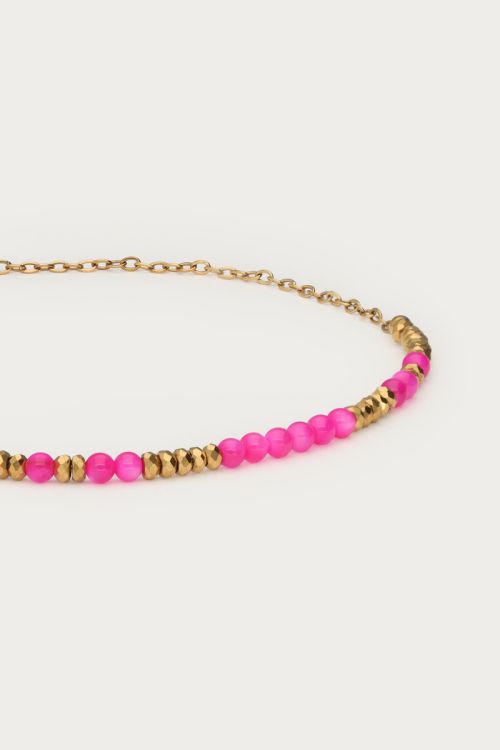 MY - Minimalistische armband met roze kralen