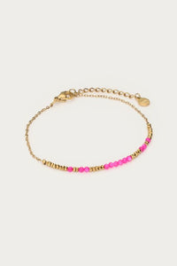 MY - Minimalistische armband met roze kralen