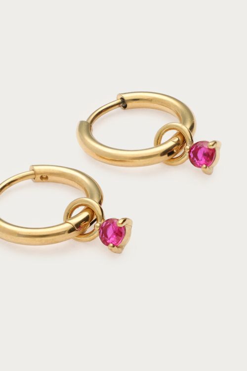 MY- Minimalistische oorringen met rode strass steen