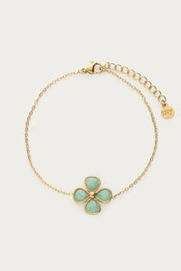 MY-Botanical armband met lichtblauwe klaver