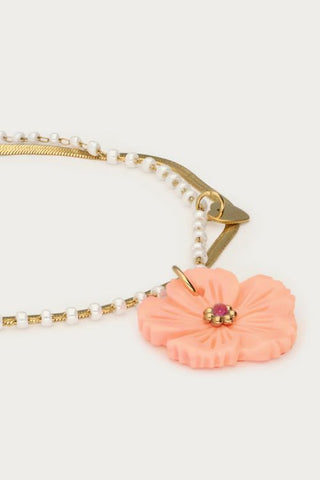 MY-Botanical dubbele armband met peach bloem