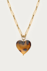 MY-Lange ketting met panterprint hartje