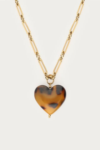 MY-Lange ketting met panterprint hartje