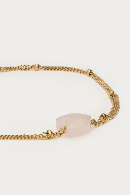 MY-Armband met hartjes rozenkwarts steen