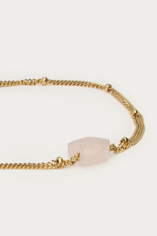 MY-Armband met hartjes rozenkwarts steen