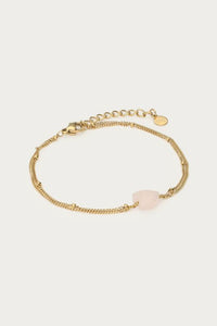 MY-Armband met hartjes rozenkwarts steen
