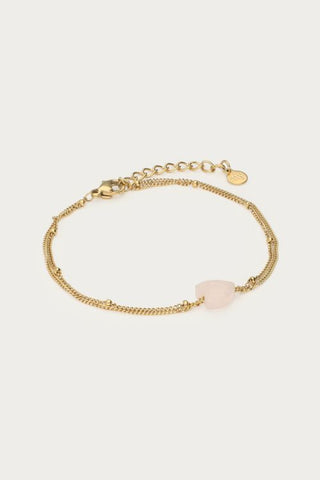 MY-Armband met hartjes rozenkwarts steen