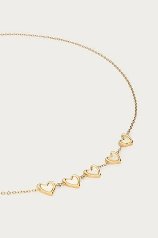 MY-Ketting met vijf parelmoer hartjes
