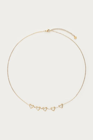 MY-Ketting met vijf parelmoer hartjes