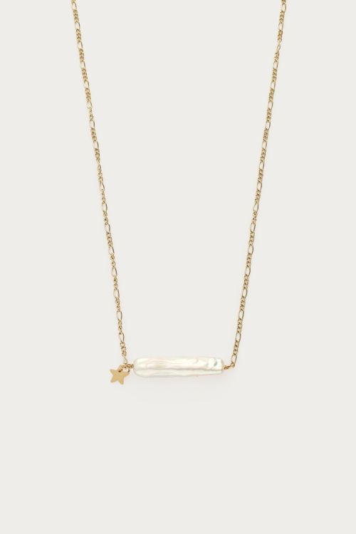 MY-Ketting met natuurlijke parel bar en ster)