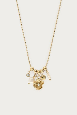 MY-Ketting met ranonkel bloem en zoetwaterparels