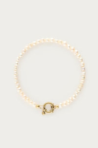 MY-Zoetwaterparel kralen armband met slotje