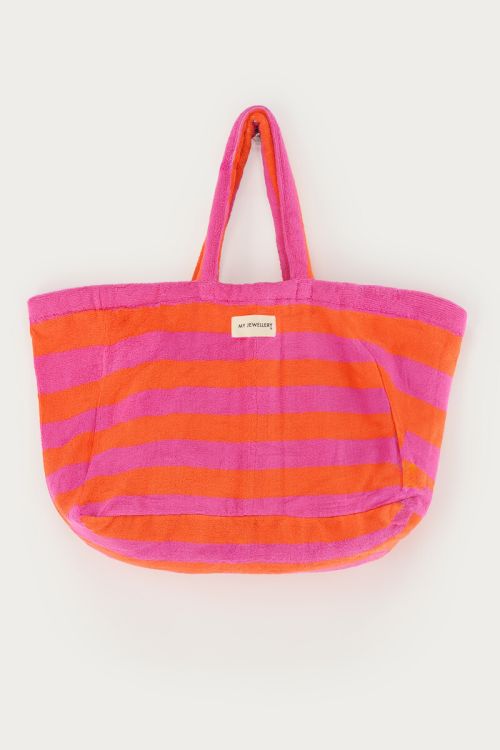 Roze en oranje gestreepte shopper