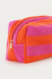 Roze en oranje gestreepte toilettas