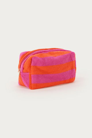 Roze en oranje gestreepte toilettas