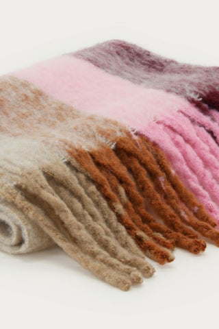 Roze & burgundy gestreepte sjaal