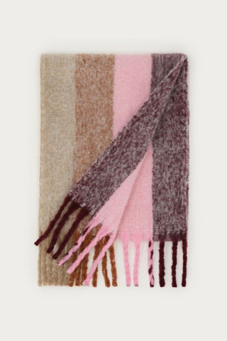 Roze & burgundy gestreepte sjaal
