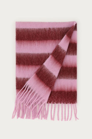 Roze Sjaal met burgundy strepen