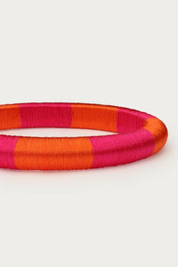 MY - Roze gestreepte smalle bangle van garen