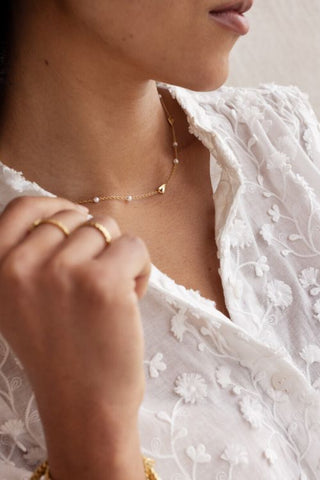 MY- Ketting met hartjes en imitatieparels