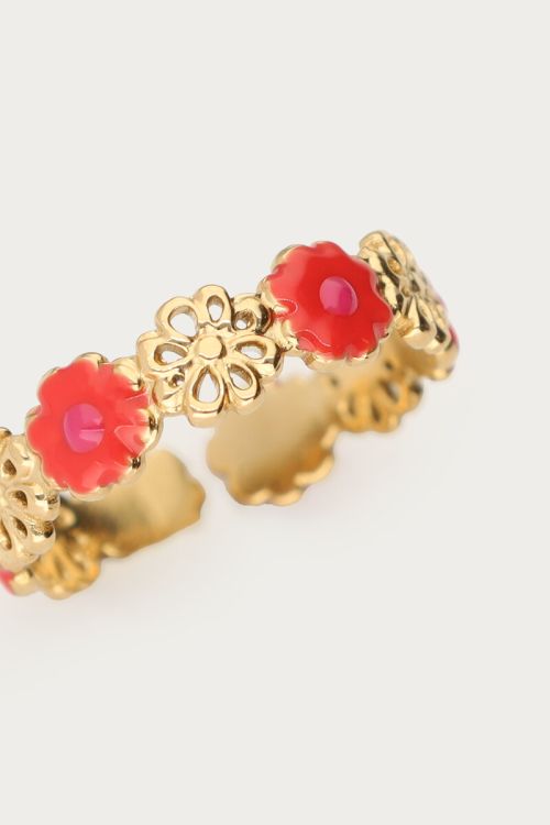 MY-Ring met rode bloemen