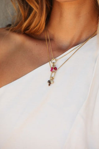 MY -  Sunrocks ketting met zon en bruine kralen