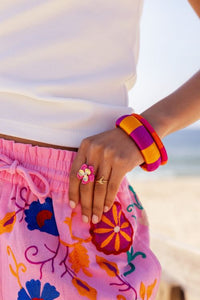 MY - Paars gestreepte bangle van garen