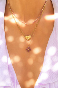 MY-Botanical ketting met roze kralen