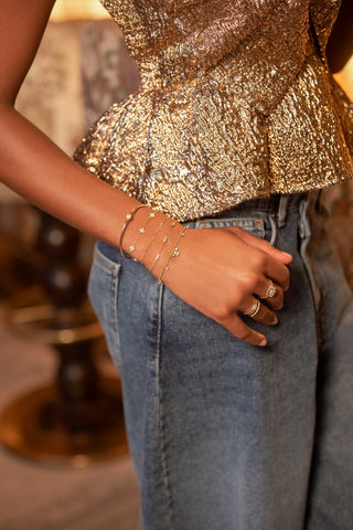 MY-Magical dubbele armband met rechthoekige strass