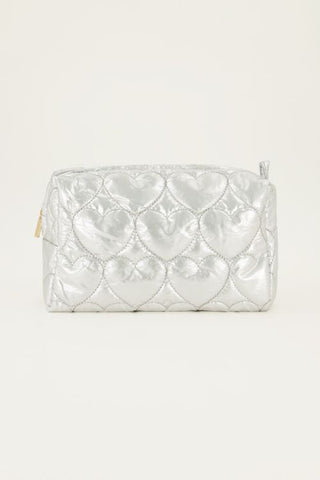 Toiletry Bag - Hearts Silver