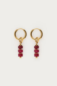 MY -   Sunrocks oorringen met burgundy kralen