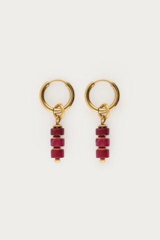 MY -   Sunrocks oorringen met burgundy kralen