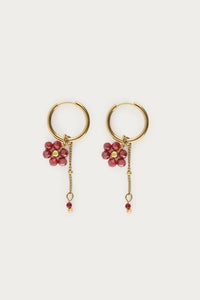MY -   Sunrocks oorringen met string en roze bloemen
