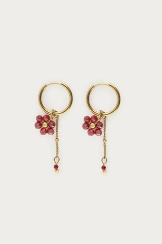 MY -   Sunrocks oorringen met string en roze bloemen