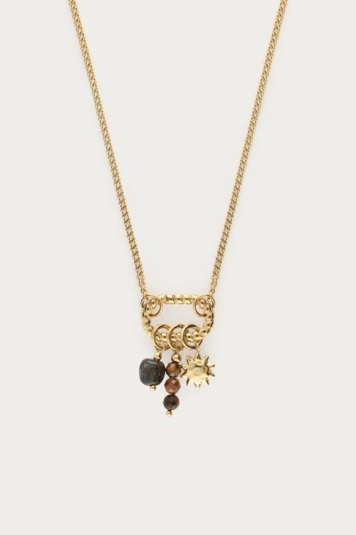 MY -  Sunrocks ketting met zon en bruine kralen