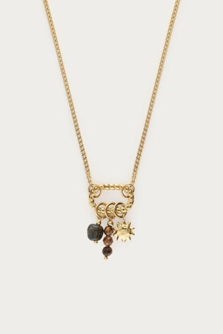 MY -  Sunrocks ketting met zon en bruine kralen