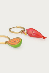 MY - Tropical oorhangers met papaja en papegaai