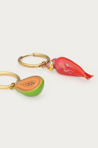MY - Tropical oorhangers met papaja en papegaai
